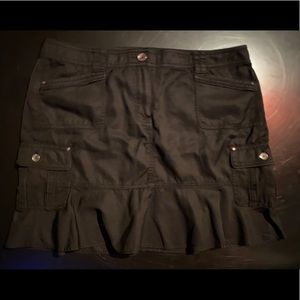 New, Black 6 Pocket Skirt Cargo Style Ruffle